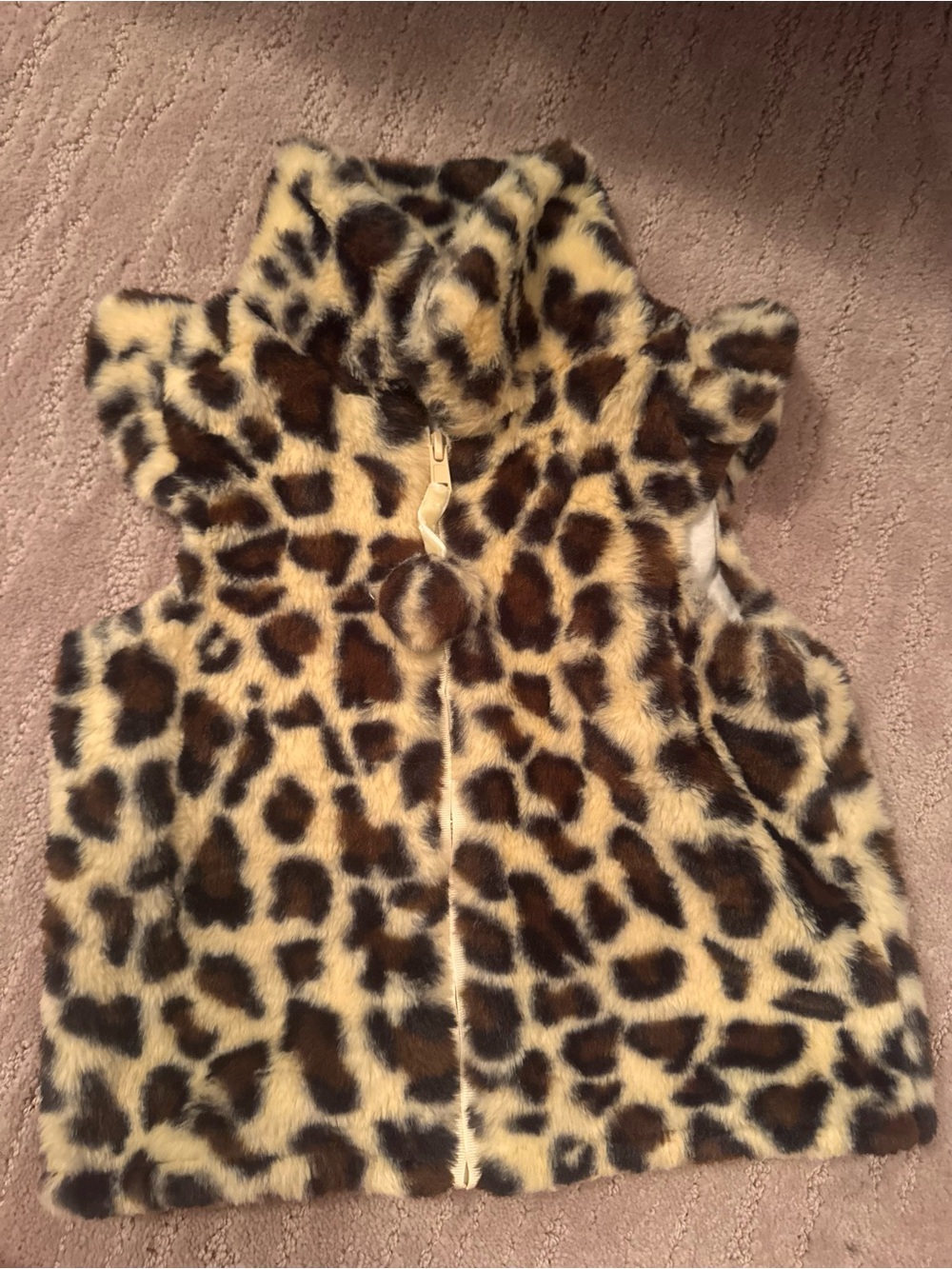 Mud Pie Leopard Print Faux Fur Vest in Brown and Beige
